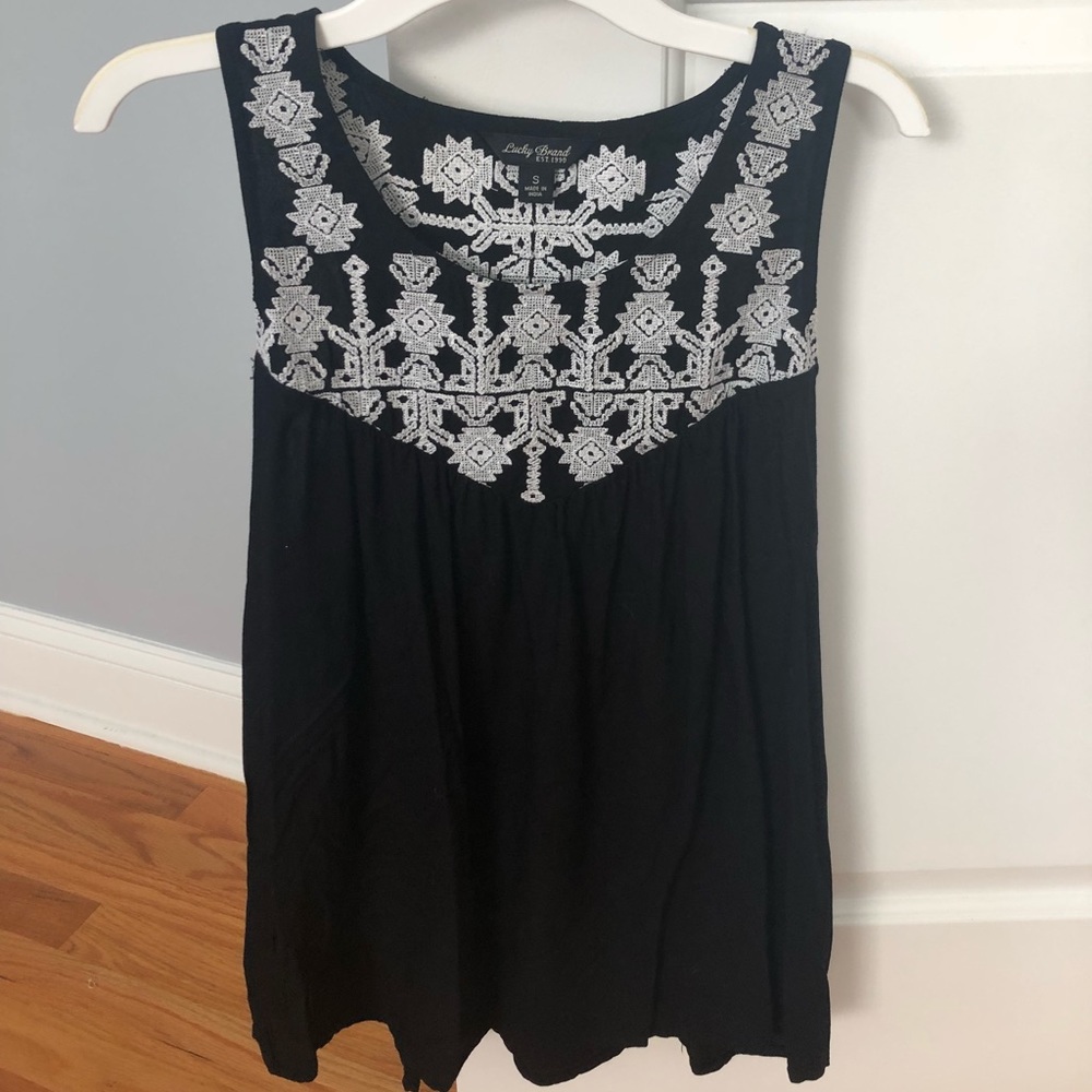 Lucky Brand Black Tank With White Detailing